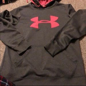 grey/pink under armour hoodie